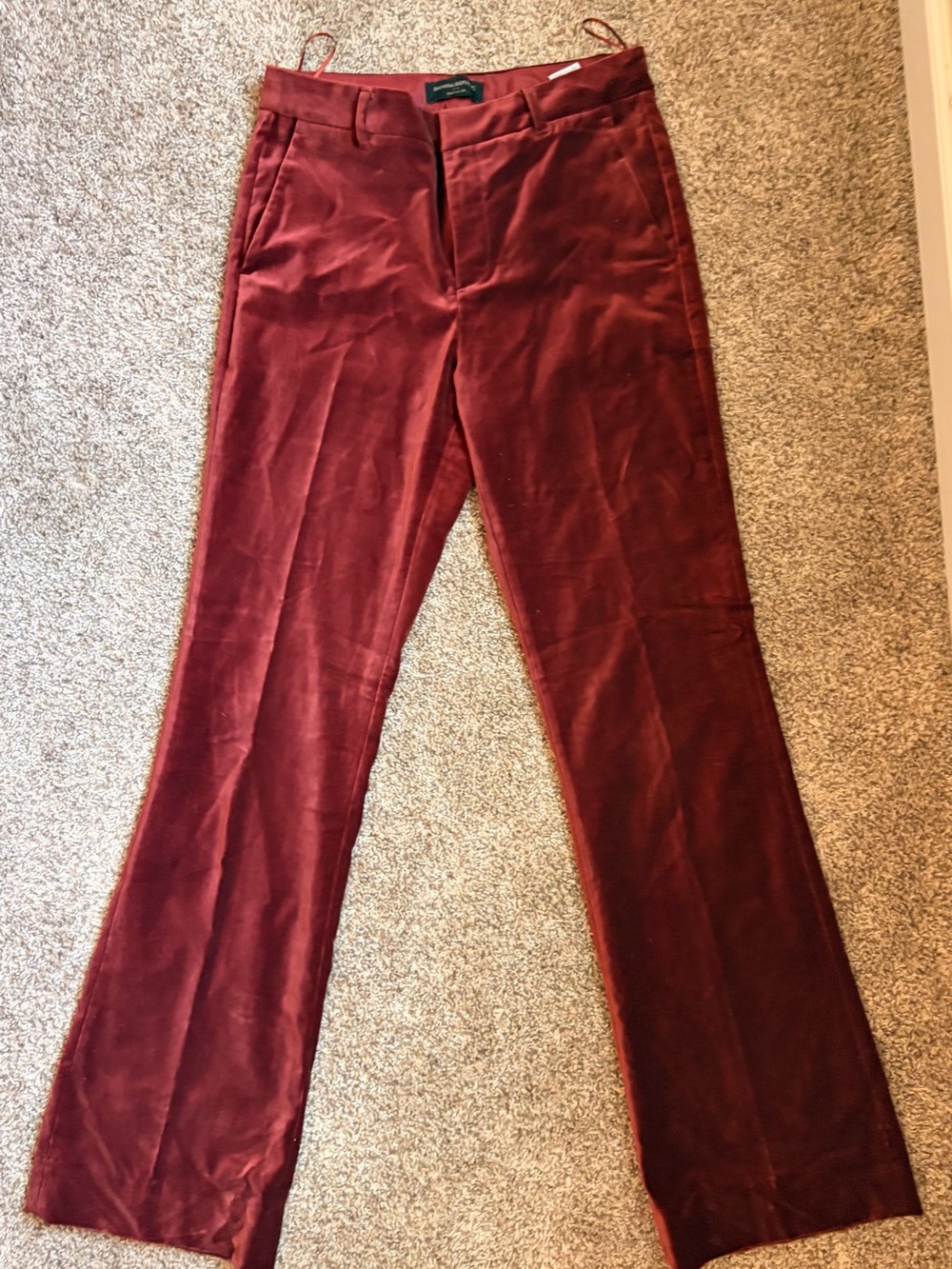 Banana Republic Women's Boot Cut Velvet Pants in Deep Red